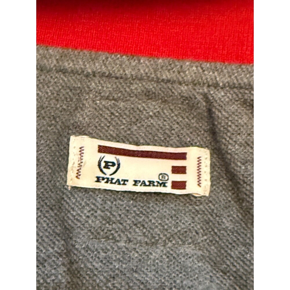Vintage Y2K Phat Farm Polo Shirt 3XL Red Gray Striped Logo Graphic Mens - Picture 6 of 16
